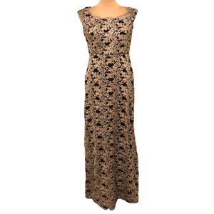 R&M RICHARDS Women Black & tan Floral Lace Scoop-Neck Formal Dress